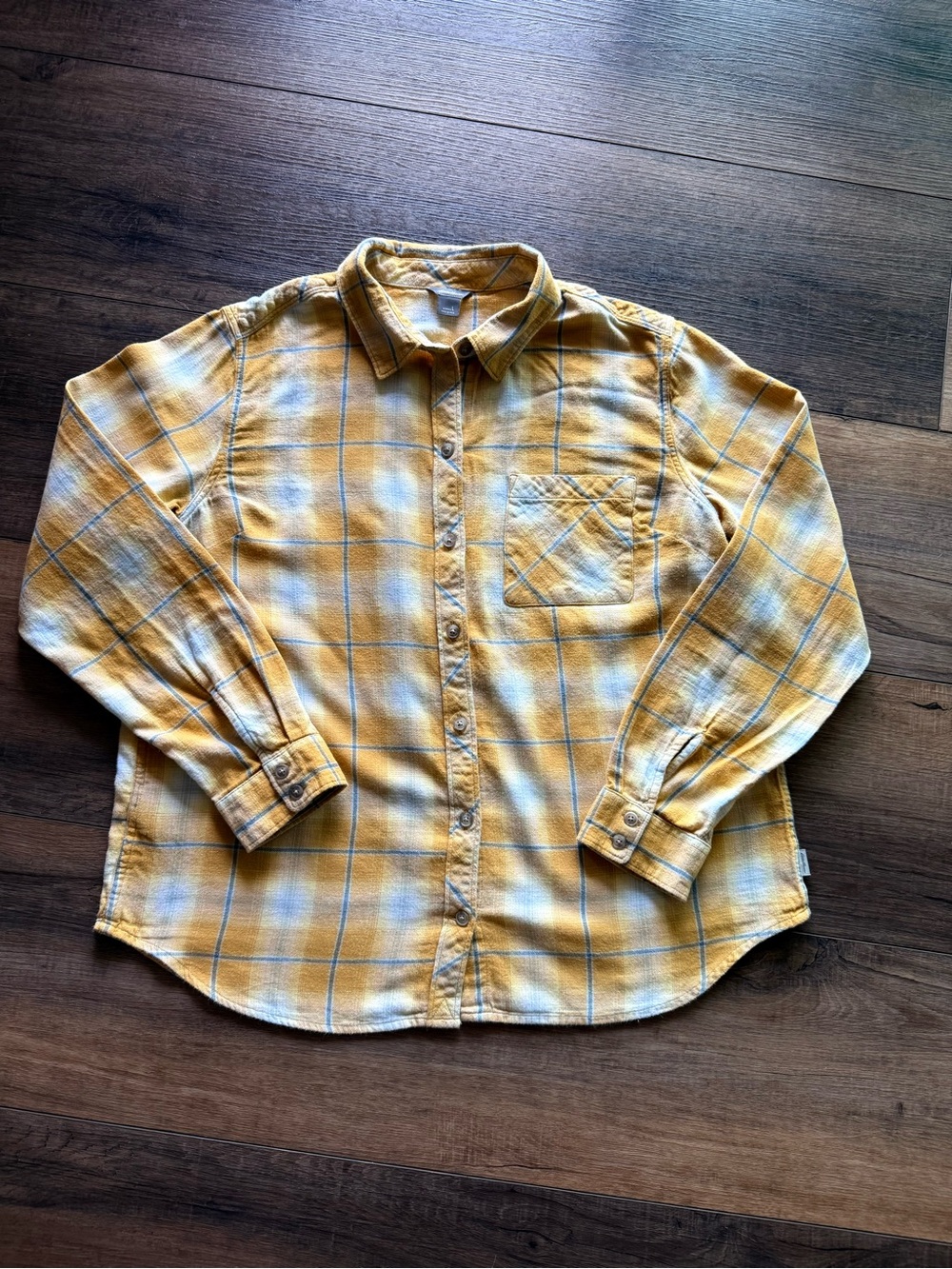 Eddie Bauer Yellow Plaid Button-Down Shirt